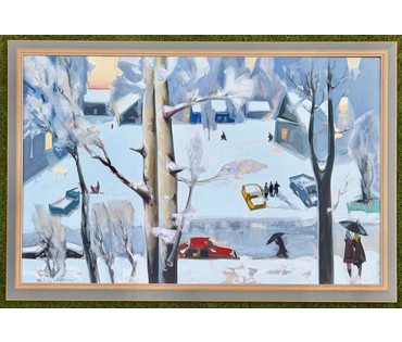 Щемелёв Л.Д "Завулак Якуба Коласа", 2001 г. Холст, масло. Размер с родной рамой 153х103 см. № 4057 Бронь (артикул №4057) - фото №3