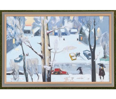 Щемелёв Л.Д "Завулак Якуба Коласа", 2001 г. Холст, масло. Размер с родной рамой 153х103 см. № 4057 Бронь (артикул №4057) - фото №4