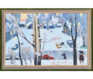 Щемелёв Л.Д "Завулак Якуба Коласа", 2001 г. Холст, масло. Размер с родной рамой 153х103 см. № 4057 Бронь (артикул №4057) - фото №5