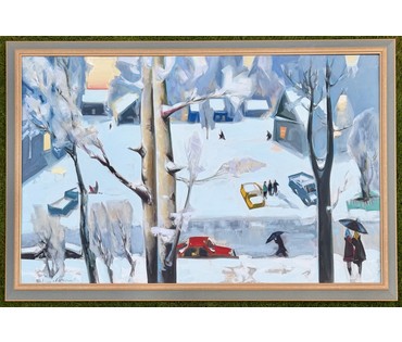 Щемелёв Л.Д "Завулак Якуба Коласа", 2001 г. Холст, масло. Размер с родной рамой 153х103 см. № 4057 Бронь (артикул №4057) - фото №8