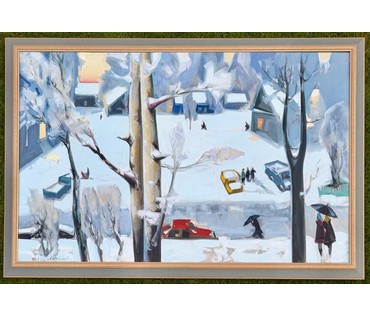 Щемелёв Л.Д "Завулак Якуба Коласа", 2001 г. Холст, масло. Размер с родной рамой 153х103 см. № 4057 Бронь (артикул №4057) - фото №9