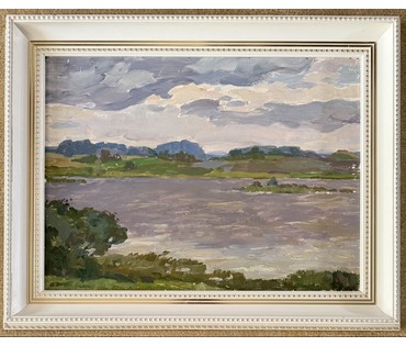 Данциг М.В "Холодный ветер", 1985 г. Картон, масло. Размер с рамой 82х65 см. № 4059 (артикул №4059) - фото №6