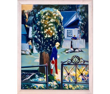 Щемелёв Л.Д "На окраине Минска", 2004 г. Холст, масло. Размер с родной рамой 90х111 см. № 4066 (артикул №4066) - фото №4