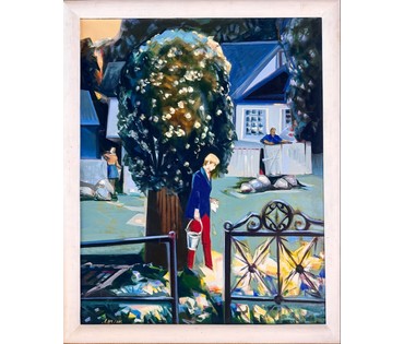 Щемелёв Л.Д "На окраине Минска", 2004 г. Холст, масло. Размер с родной рамой 90х111 см. № 4066 (артикул №4066) - фото №5