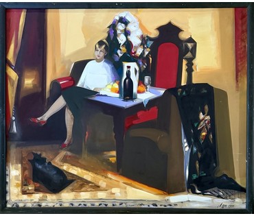 Щемелёв Л.Д. Каталожная работа "Натюрморт в интерьере", 1995 г. Холст, масло. Размер 100х120 см. № 4067 (артикул №4067) - фото №2