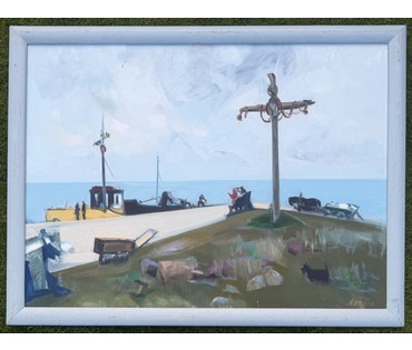 Щемелёв Л.Д "Субота ў Астрашыцкім", 2003 г. Холст, масло. Размер с родной рамой 125х97 см. № 4072 (артикул №4072) - фото №4
