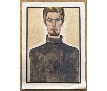 Скрипниченко Г.С "Автопортрет", 1968 г. Бумага, смешанная техника. Размер 49х68 см. № 4076 (артикул №4076) - фото №1