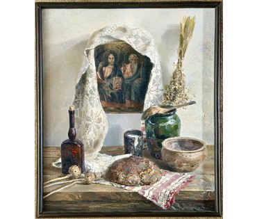 Ходорович В.П "Хлеб", 1985 г. Холст, масло. Размер с рамой 63,5х73,5 см. № 4082 (артикул №4082) - фото №2