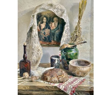 Ходорович В.П "Хлеб", 1985 г. Холст, масло. Размер с рамой 63,5х73,5 см. № 4082 (артикул №4082) - фото №3