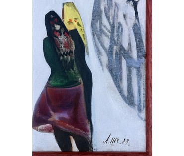 Щемелёв Л.Д "Снежаньскае вяселле", 1989 г. Холст, масло. Размер с родной рамой 101х72 см. № 4090 (артикул №4090) - фото №9