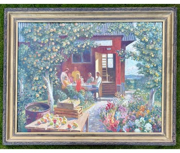 Меренков М.А "Яблочный Спас", 2005 г. Холст, масло. Размер с родной рамой 128х103,5 см. № 4095 (артикул №4095) - фото №5