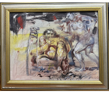 Ткачёв В.В "Музыка пана", 2000 г. Холст, масло. Размер с рамой 44,5х36,5 см. № 4112 (артикул №4112) - фото №1