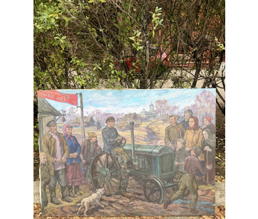 Садков В.Н "Первый трактор", холст, масло. Размер 118х163 см. № 4126 (артикул №4126) - фото №8