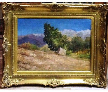 Мещерский А. "Летний пейзаж", 1860 год. Холст, масло. Размер с рамой 42х54 см. (артикул №171) - фото №1