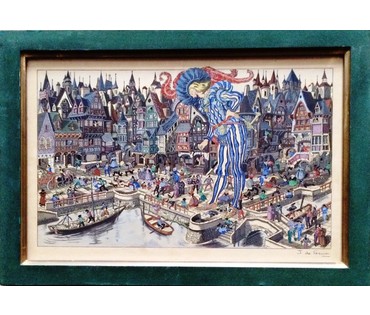 Картина "Великан в стране лилипутов ". 19век. №200