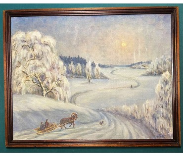 Белявский В.Н "Зима", картон, масло. Размер 54х70 см. №229