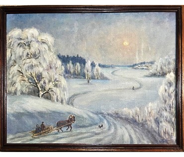 Белявский В.Н "Зима", картон, масло. Размер 54х70 см. №229
