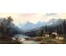 Картина "Деревушка на берегу озера". Rueff A ; 19 век. Австрия. 1874г. (артикул №240) - фото №1