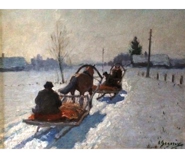 Егоров А.А. “Зима. Вечереет”. Начало XX в. НЕТ В НАЛИЧИИ! (артикул №265) - фото №2