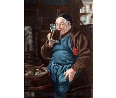 Картина "Обед Монаха". Grutzner Eduard von (1846-1925). Германия. №273 НЕТ В НАЛИЧИИ!