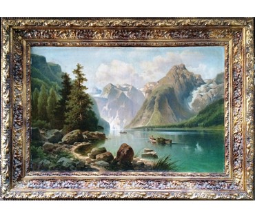 Картина "Альпийский пейзаж. Тишина". Антон Пик (1840-1905). Австрия №290