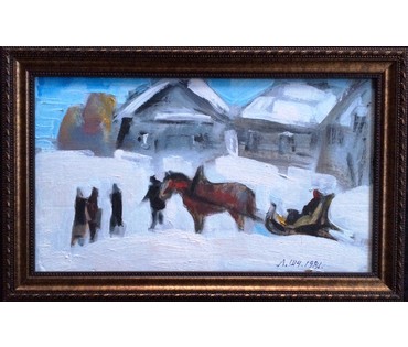 Картина "Зима". Щемелев Леонид Дмитриевич 1981г. (артикул №375) - фото №1