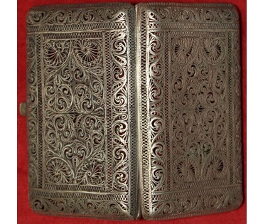 Серебряный портсигар, выполненный в технике ажурной филиграни (скани) (артикул №29) - фото №4