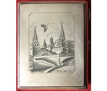 Портсигар серебряный с гравировкой "Москва". (артикул №49) - фото №1